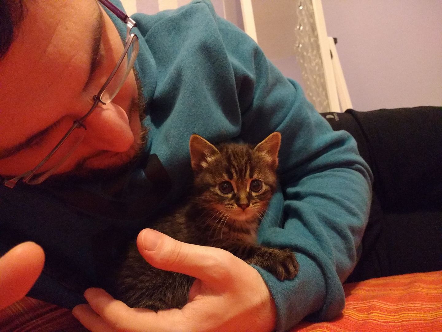Matteo Greco holding his cat