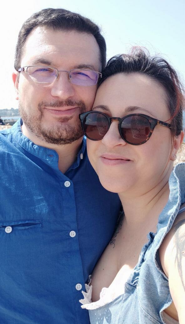 Matteo Greco and wife enjoying the sun in Antibes